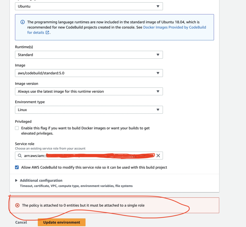 aws 0 entities error
